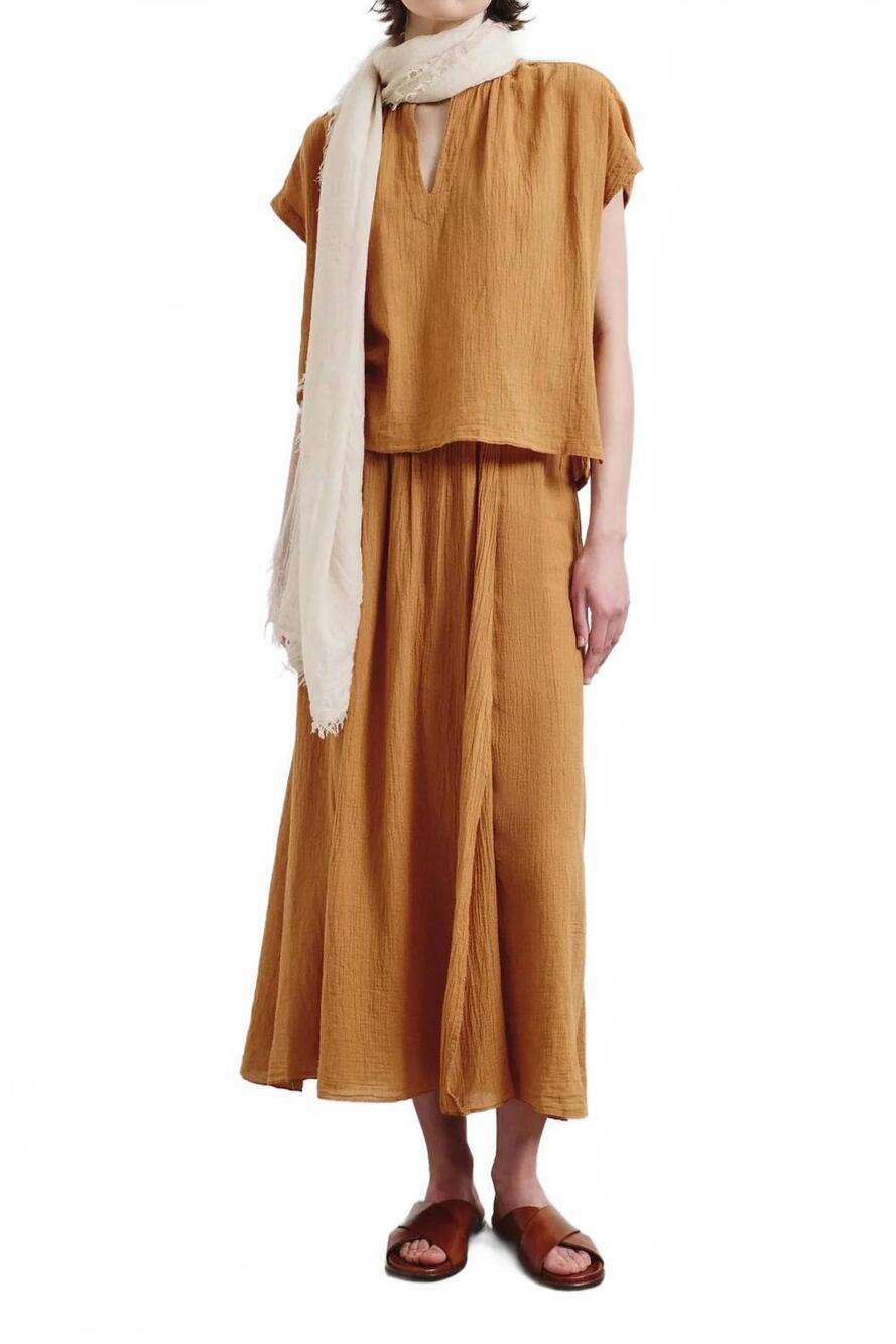 NEW POMANDÈRE organic cotton crêpe gauze skirt in apricot